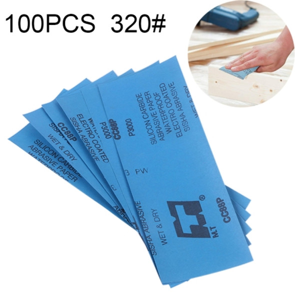 100 PCS Grit 320 Wet And Dry Polishing Grinding Sandpaper?Size: 23 x 9cm (Blue)