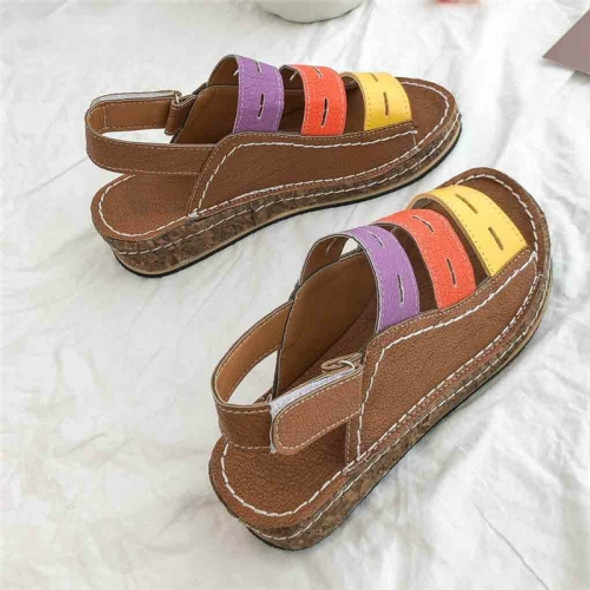 Summer Stitching Open Toe Casual Sandals, Size:40(Brown)