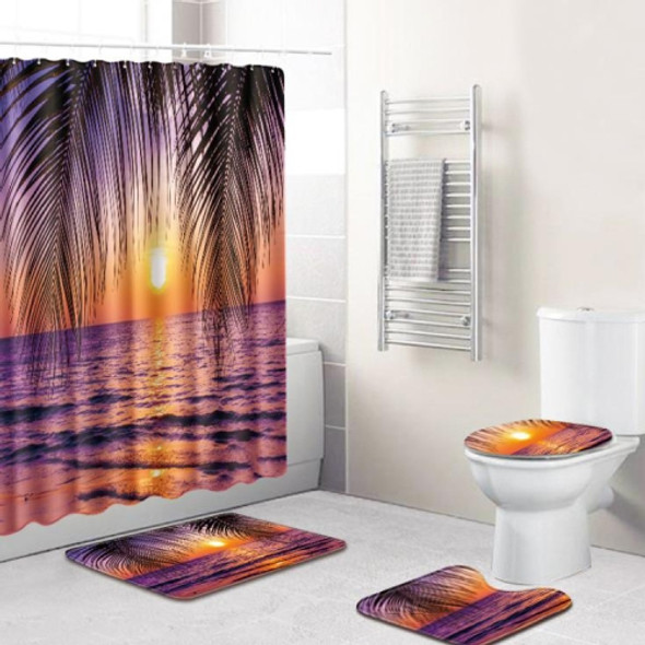 4 PCS Ocean Series Mat Shower Curtain Bathroom Carpet Door Mat, Size:Shower Curtain +45x75cm 3 PCS(G81221-D6)