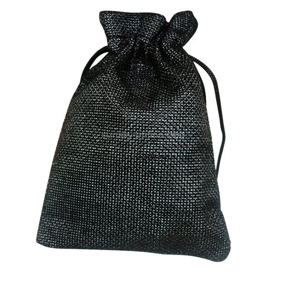 50 PCS Multi size Linen Jute Drawstring Gift Bags Sacks Wedding Birthday Party Favors Drawstring Gift Bags, Size:13x18cm(Black)