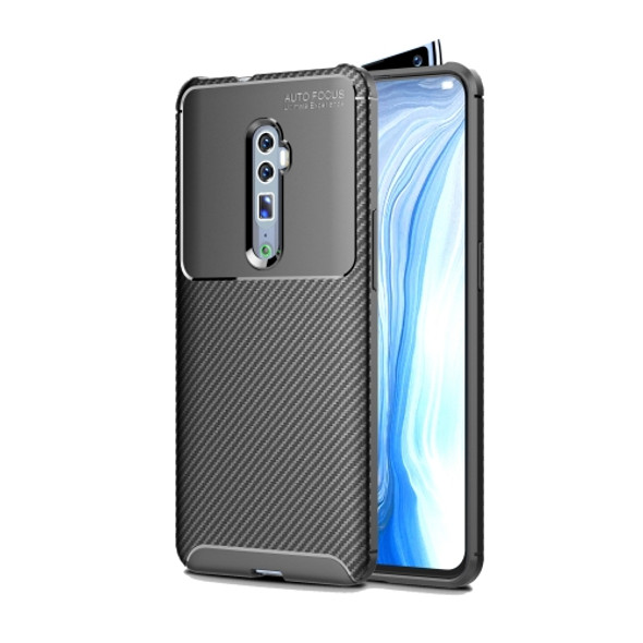 For OPPO Reno2 Carbon Fiber Texture Shockproof TPU Case(Black)
