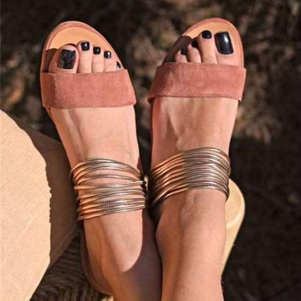 Flat Bottom Non-slip Beach Sandals, Shoe Size:43(Pink)
