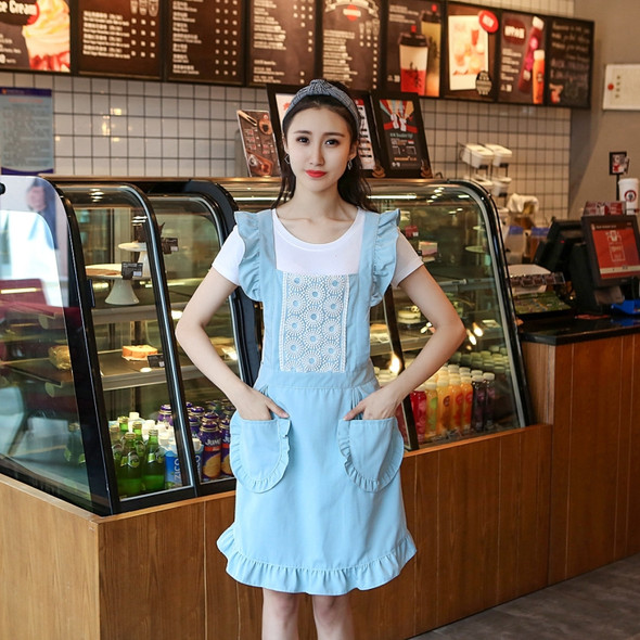 2 PCS Princess Apron Kitchen Women Work Clothes Coffee Shop Apron, Specification:Sleeveless Apron(Blue)
