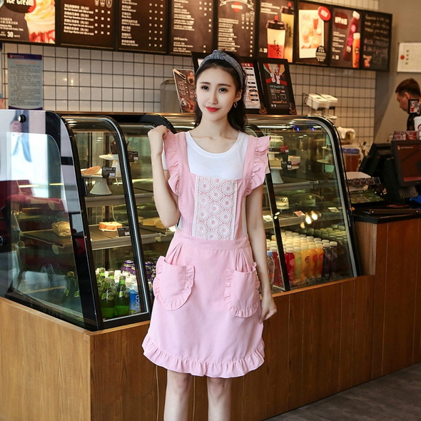 2 PCS Princess Apron Kitchen Women Work Clothes Coffee Shop Apron, Specification:Sleeveless Apron(Pink)