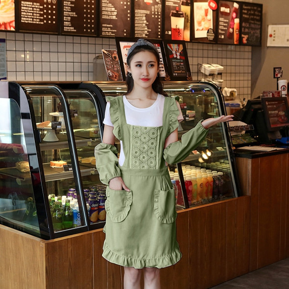 2 PCS Princess Apron Kitchen Women Work Clothes Coffee Shop Apron, Specification:Apron + Sleeve(Dark green)