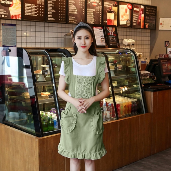 2 PCS Princess Apron Kitchen Women Work Clothes Coffee Shop Apron, Specification:Sleeveless Apron(Dark green)