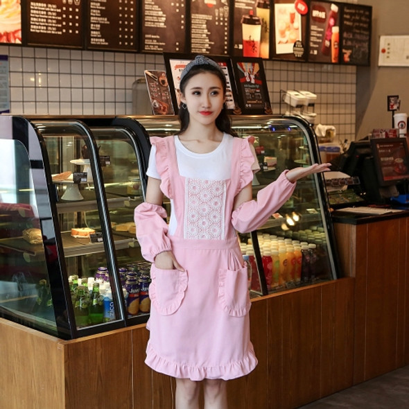 2 PCS Princess Apron Kitchen Women Work Clothes Coffee Shop Apron, Specification:Apron + Sleeve(Pink)