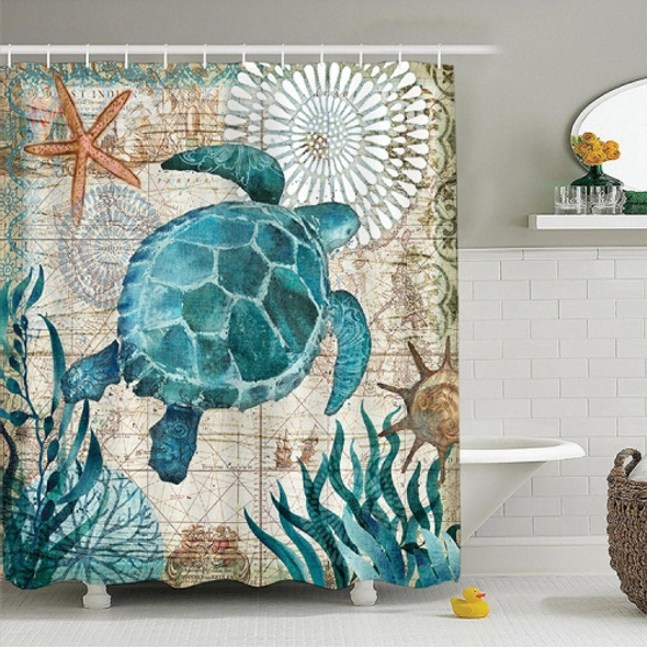 Printed Turtle Shower Curtain Bathroom Set Waterproof Shower Curtain, Size:Thicken165x180cm