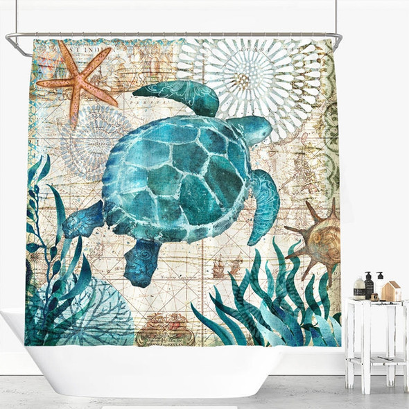 Printed Turtle Shower Curtain Bathroom Set Waterproof Shower Curtain, Size:Thicken165x180cm