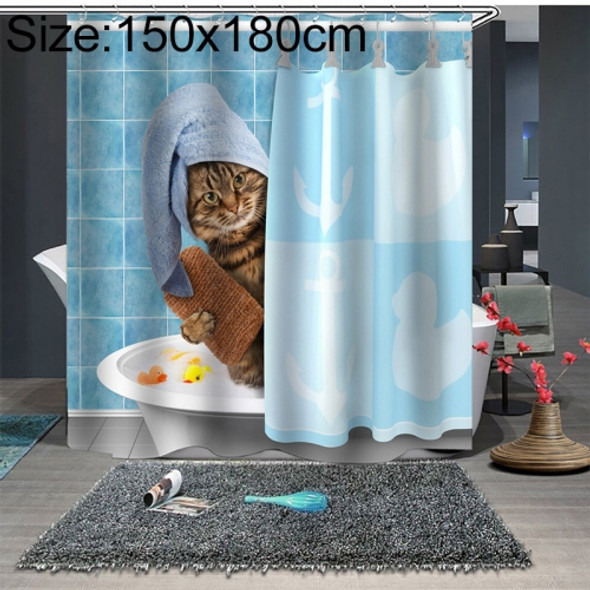 Funny Cat Series Shower Curtain Printing Polyester Waterproof Mildew Shower Curtain, Size:150x180cm(GJRX-278)