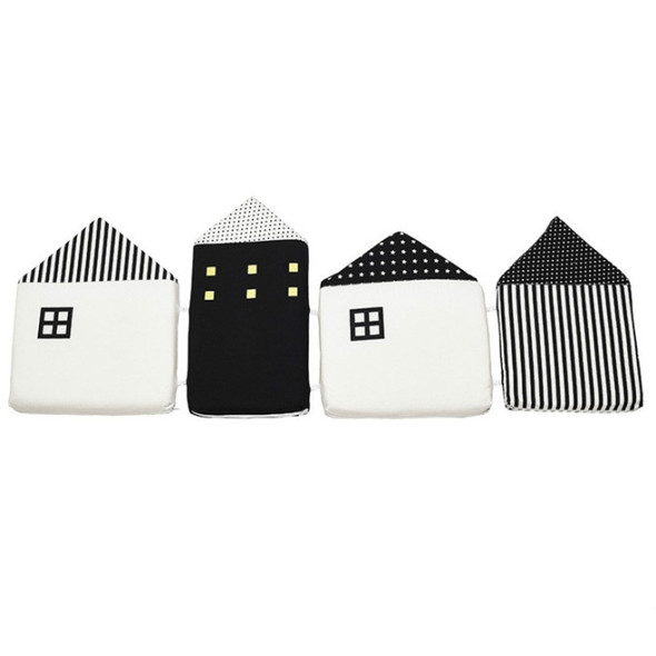 4 Pack Cute House Crib Fence Protection Cushion Bedding, Size:50×35cm(Black)
