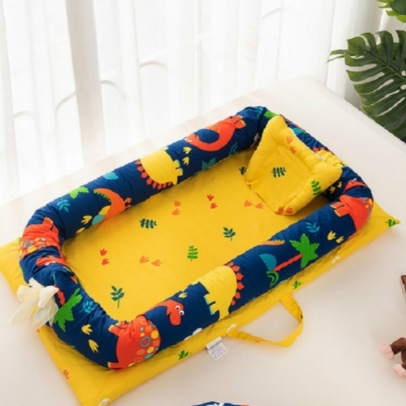 Baby Crib Cotton Pillow Baby Travel Bed Foldable Toddler Bed Cradle(Dinosaur paradise)