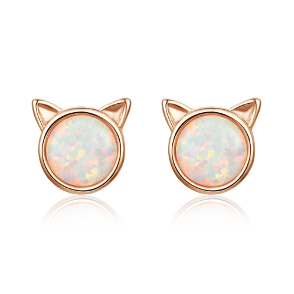 DIY Earrings Cat Sterling Silver Earrings Zircon Earrings(Rose Gold)