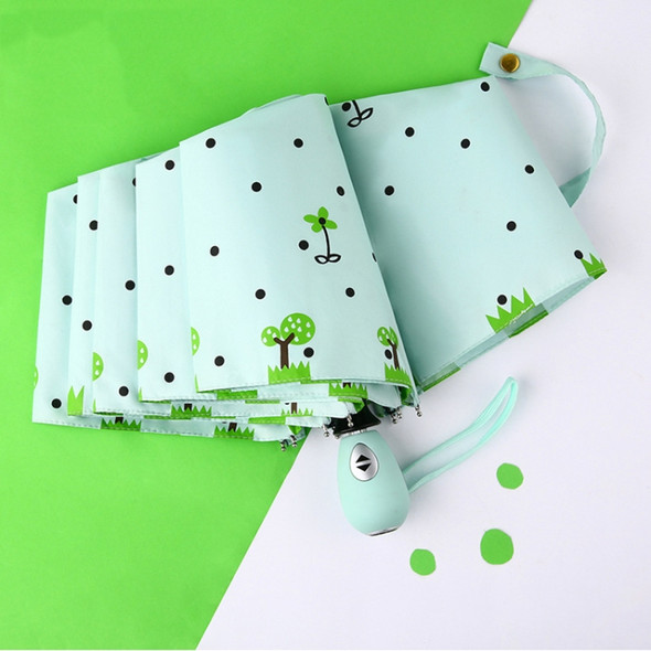 Creative Cute Cartoon Children Full Automatic Sun Umbrella Folding Vinyl Umbrella(Light Green)