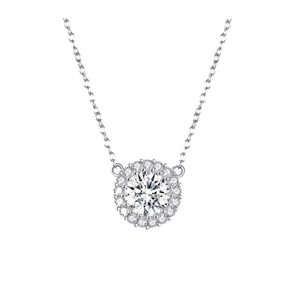 Platinum Plated Zircon Necklace S925 Sterling Silver Simple Female Necklace