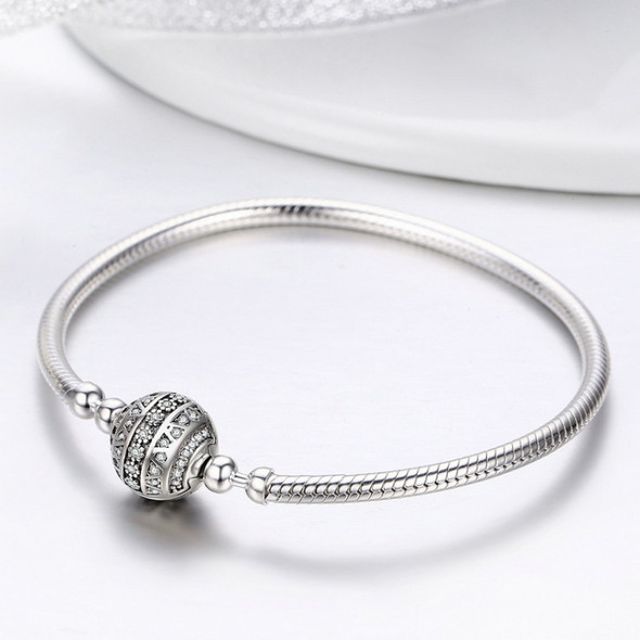 Exquisite Life S925 Sterling Silver Bangle Bracelet Inlaid with Gems, Size:19cm