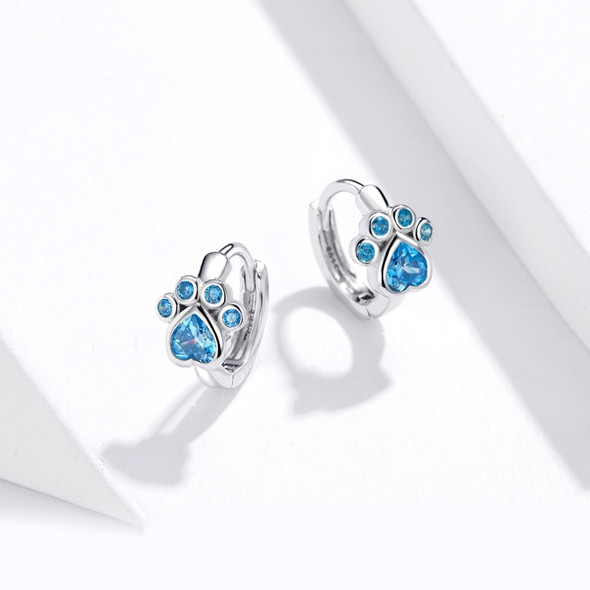 Cat Paw Print Simple Sterling Silver Zircon Earrings Earrings