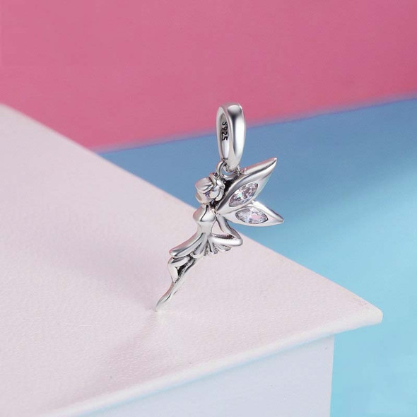 925 Sterling Silver Flower Fairy Dangle Pendant Women DIY Bracelets Necklaces Accessories