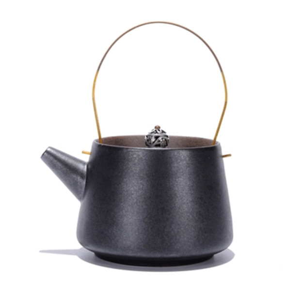 Creative Metal Glaze Lifting Beam Retro Heat-resistant Bubble Teapot, Color:Black(L: 14x12x10cm)