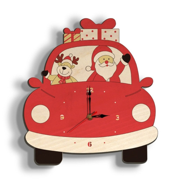 Creative Wall Clock Christmas Decoration Timing Cartoon Christmas Wall Clock(Red)