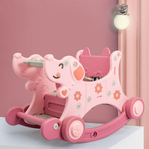 Trojan Children Rocking Horse Baby Toy Rocking Car Dual-use Rocking Chair Rocking Horse, Style:Basic Version(Cherry Pink)