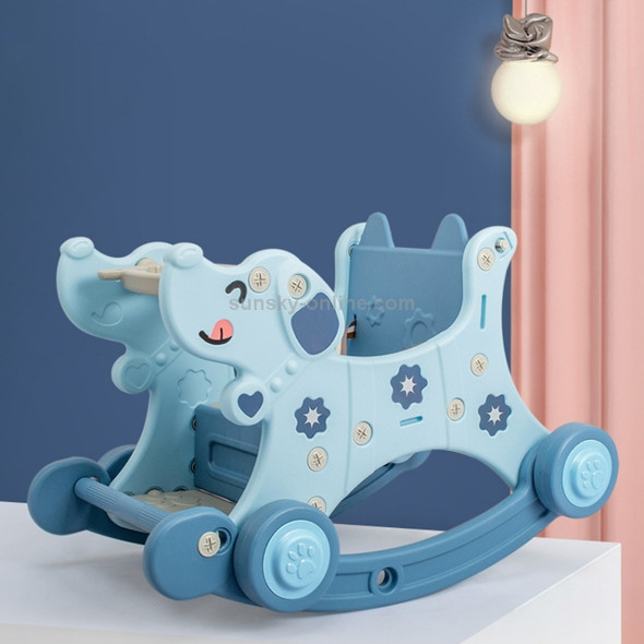 Trojan Children Rocking Horse Baby Toy Rocking Car Dual-use Rocking Chair Rocking Horse, Style:Tumbler Version(Azure)