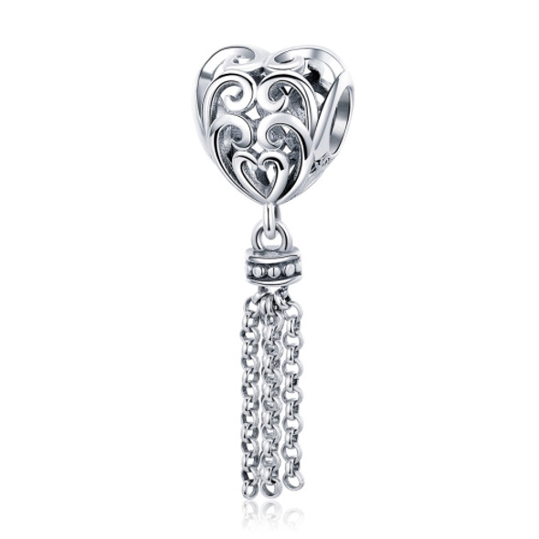 S925 Sterling Silver Love Heart-shaped Silver Beads