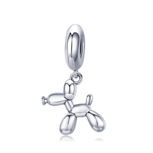 S925 Sterling Silver Cute Balloon Dog Charm DIY Bracelet Accessory, Style:Bead