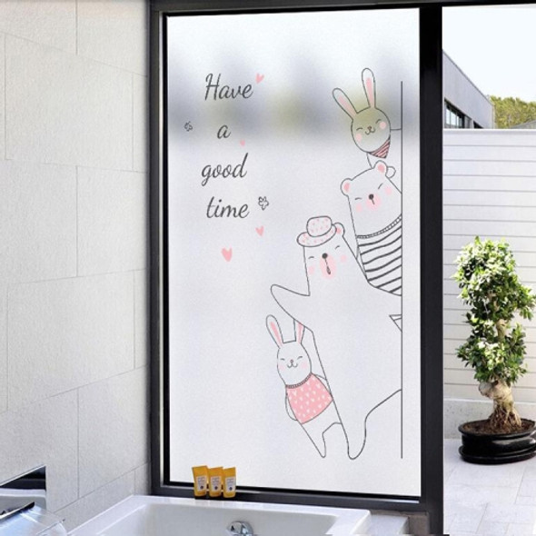 Cartoon Animal Window Matte Bathroom Transparent Opaque Bathroom Door Cellophane Film Anti-slip Stickers, Size:60x90cm(Gather togetherA)