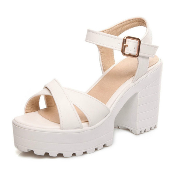 Platform Sandals High Heels Casual Shoes, Shoes Size:36(White)