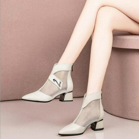 Mesh Fashion Pointed Head Breathable Hollow Boots, Shoe Size:36(Beige)