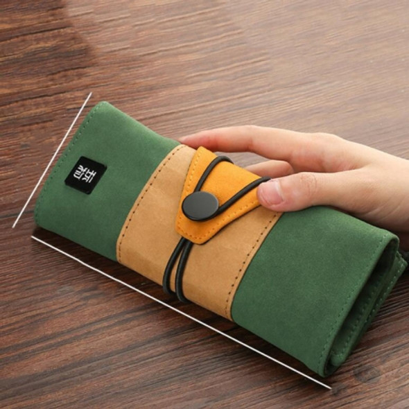 Creative Retro Cute Roll up Pencil Case Colorful Big Storage Pencil Bag(Green)