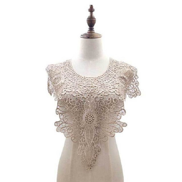 Light Brown Lace Embroidery Hollow Fake Collar DIY Clothing Accessories, Size: About 55 x 47cm