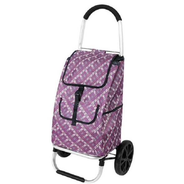 Portable Trolley Folding Shopping Cart Grocery Shopping Cart Multifunctional Outdoor Small Cart(Deep Purple)