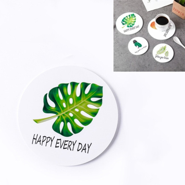 25 PCS Round Cartoon Non-slip Anti-scalding Coaster Creative Insulation Mat Cute Placemat, Size:L(Monstera)