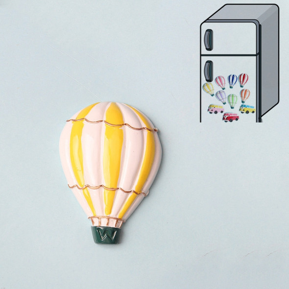 10 PCS Resin Cartoon DIY Creative Refrigerator Sticker Decoration(Yellow Hot Air Balloon)