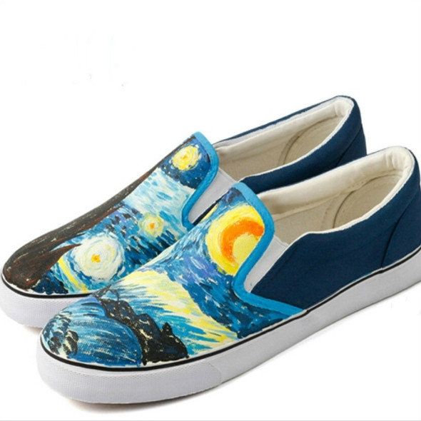 Hand Painted Women Flat Casual Canvas Shoes Customize Design Shoes, Shoes Size:38(W204C New)