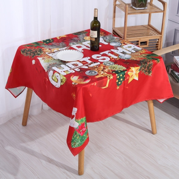 2 PCS Christmas Printed Waterproof And Oilproof Tablecloth Square Tablecloth Table Mat, Specification: 220x140cm(Style 4 Christmas Letters)