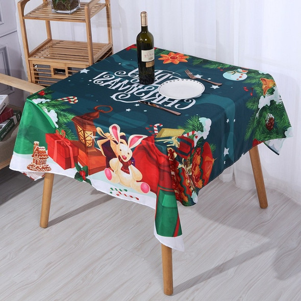 2 PCS Christmas Printed Waterproof And Oilproof Tablecloth Square Tablecloth Table Mat, Specification: 220x140cm(Style 3 Christmas Bunny)