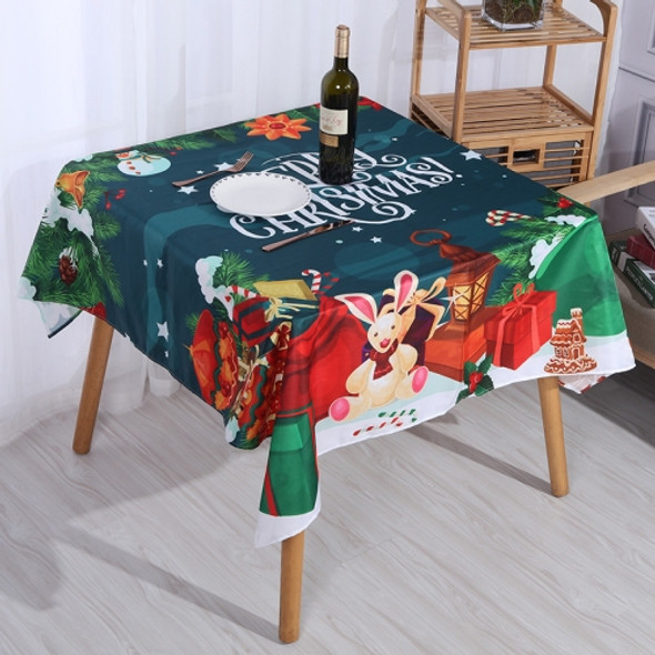 2 PCS Christmas Printed Waterproof And Oilproof Tablecloth Square Tablecloth Table Mat, Specification: 220x140cm(Style 3 Christmas Bunny)