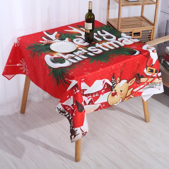 2 PCS Christmas Printed Waterproof And Oilproof Tablecloth Square Tablecloth Table Mat, Specification: 140x100cm(Style 5 Christmas Deer)