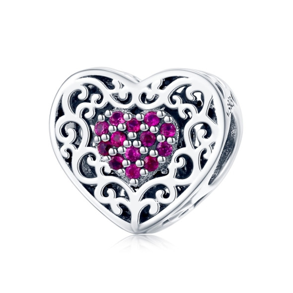 S925 Sterling Silver Heart-shaped Pattern Beads DIY Bracelet Accessories