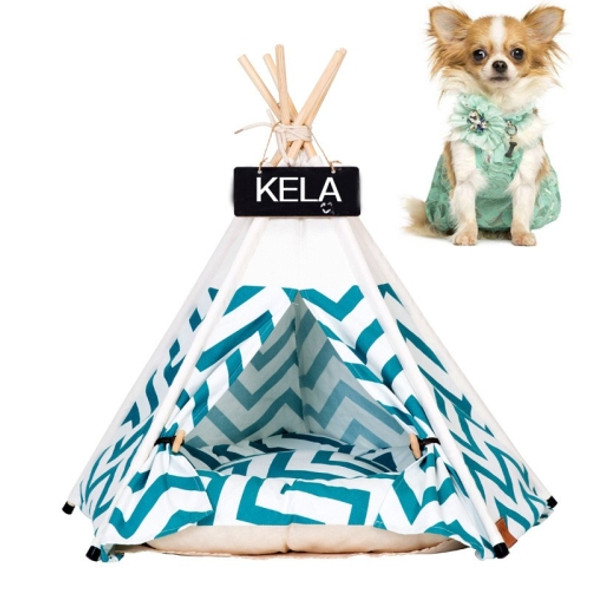 Striped Pattern Pet Tent Bed with Cushion, Size:Large 60×60×70cm(Green)