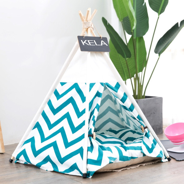 Striped Pattern Pet Tent Bed with Cushion, Size:Large 60×60×70cm(Green)