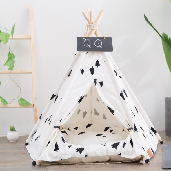 Foldable Pet Tent Breathable Pine Pet Nest Pet Mat, Style:With Cushion, Size:Small 40×40×50cm