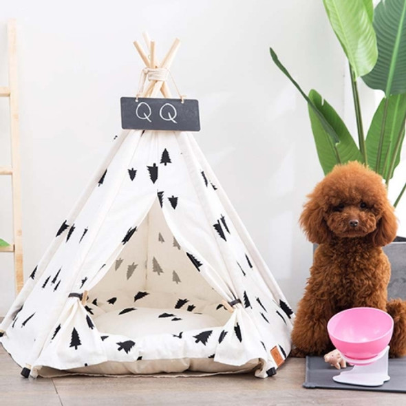 Foldable Pet Tent Breathable Pine Pet Nest Pet Mat, Style:With Cushion, Size:Medium 50×50×60cm