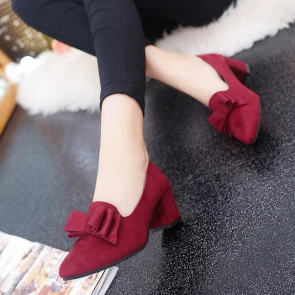 Women Shoes Pointed Bow High Heels, Size:38(Red)