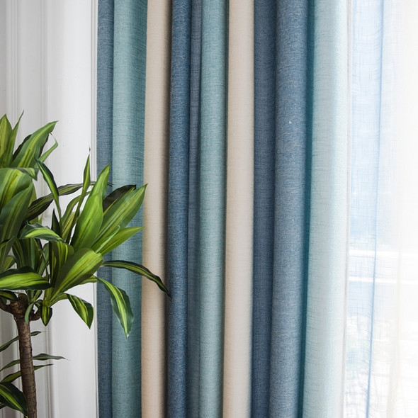 Modern Colorful Striped Curtains for Living Room Bedroom Blackout Printed Curtain and Tulle Drape Curtains Size: 2*2.7m Grommet Top(Blue)