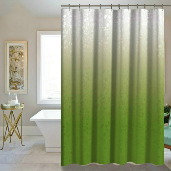 Polyester Waterproof Gradient Color Pattern Bathroom Shower Solid Bathroom Curtain With 12 Hooks, Size:180*180cm(Green 006)
