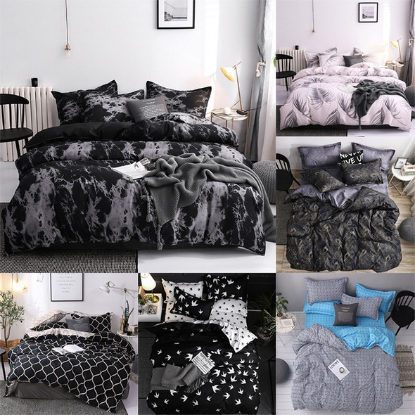 Luxury Bedding Black Marble Pattern Set Sanded Printed Quilt Cover Pillowcase, Size: 135x200cm(Mochi)